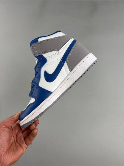 Nike Air Jordan 1 High OG「True Blue」35周年記念 ホワイト×ディープブルー×グレー ハイカットバスケットボールシューズ