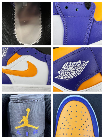 トップAJ 1 Midパープルイエローホワイト！